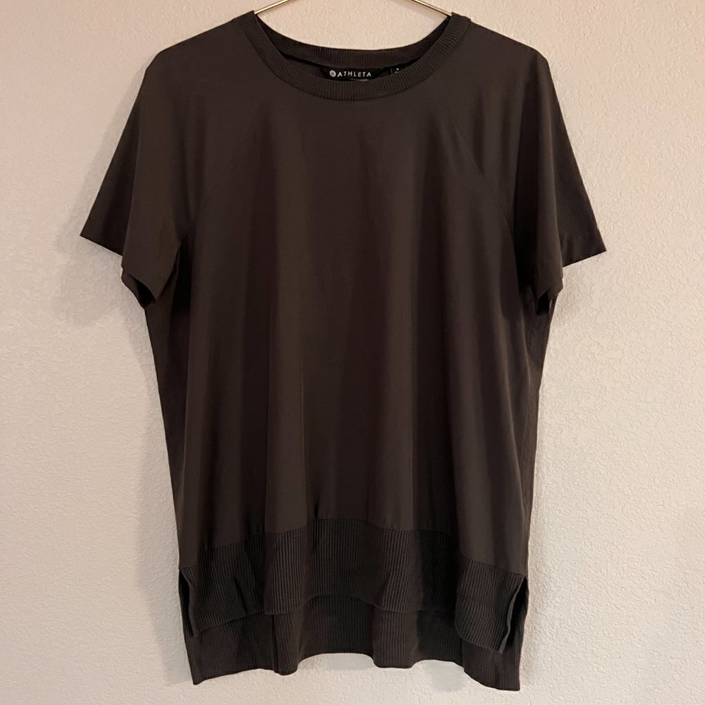 Athleta Charcoal Gray Hi-Low Hem Shirt
